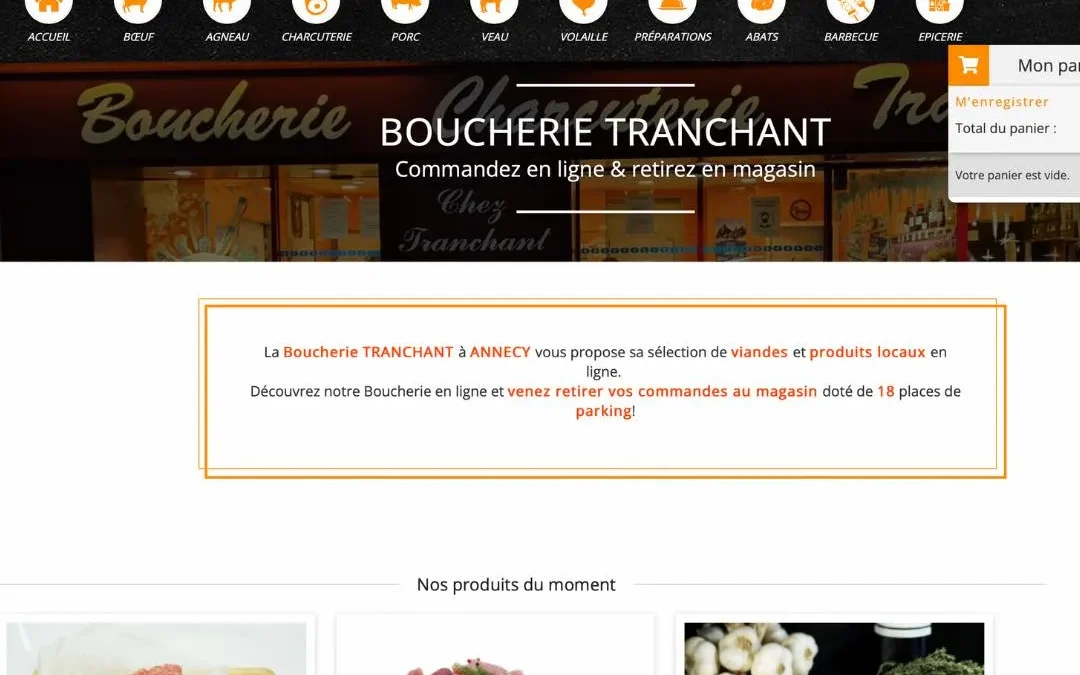 Création du click and collect Boucherie Tranchant à Annecy